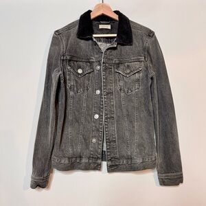 All Saints Black Denim jacket with corduroy collar